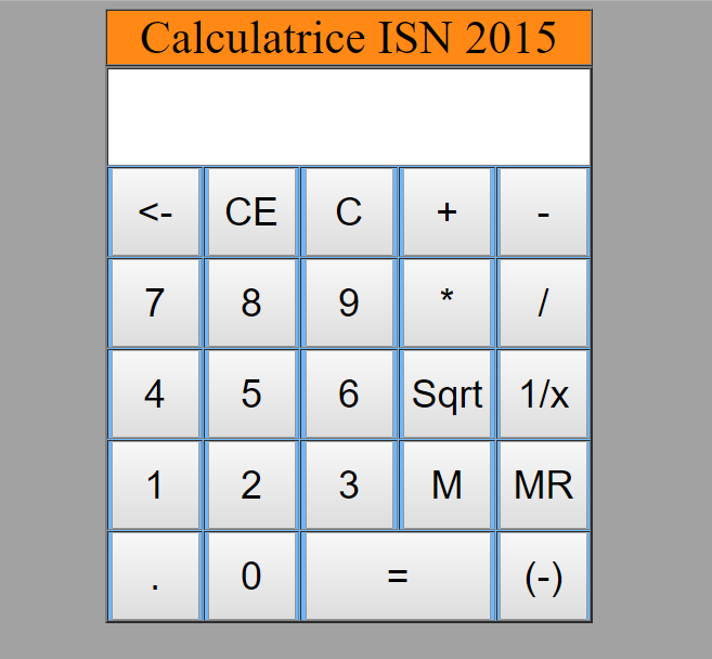 capture d'écran de la calculatrice