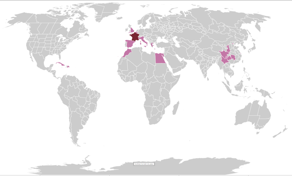 carte des pays visités